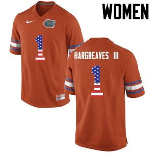 Women's Florida Gators #1 Vernon Hargreaves III NCAA Nike Orange USA Flag Fashion Authentic Stitched College Football Jersey SOQ1162ER